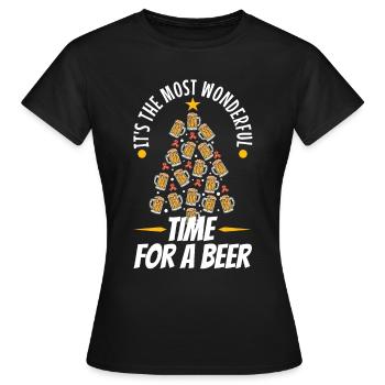 C’est le moment le plus merveilleux pour une bière - T-shirt Femme - noir - Devant - AI Model Female 172 dark (172cm)