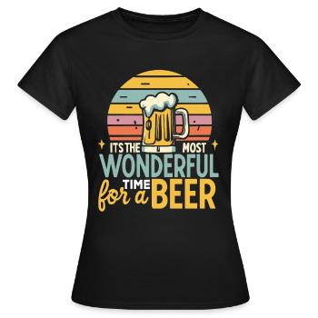 C’est le moment le plus merveilleux pour une bière - T-shirt Femme - noir - Devant - AI Model Female 172 dark (172cm)
