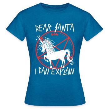 Dear santa i can explain - Women's T-Shirt - antique blue sapphire heather - Front - AI Model Female 172 dark (172cm)