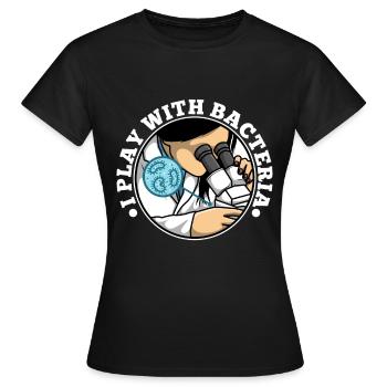 I play with bacteria - Women's T-Shirt - black - Front - AI Model Female 172 dark (172cm)