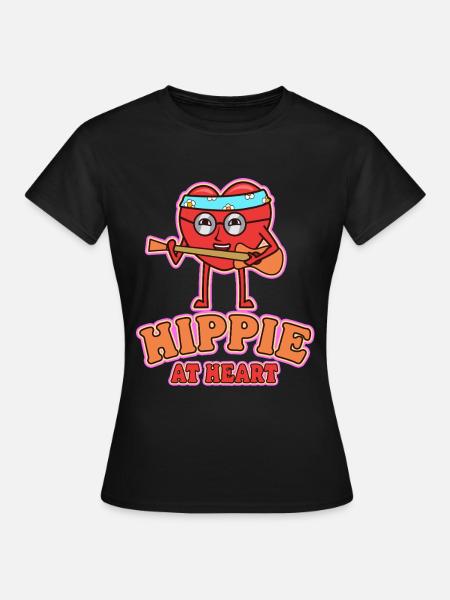 Hippie at Heart - Frauen T-Shirt - Schwarz