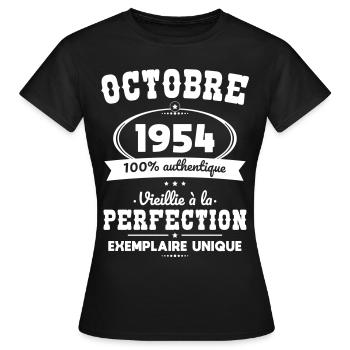 70-jähriges Jubiläum - Oktober 1954 Perfektion - Frauen T-Shirt - Schwarz - Vorne - AI Model Female 172 dark (172cm)