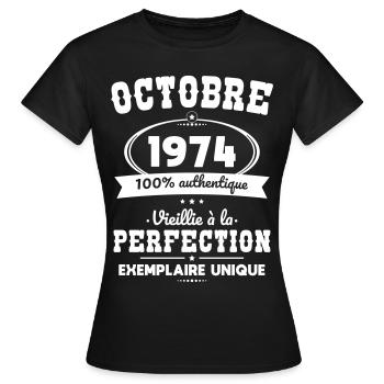 50th Anniversary - October 1974 Perfection - Women's T-Shirt - black - Front - AI Model Female 172 dark (172cm)