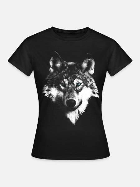 Tête de loup loup - T-shirt Femme - noir