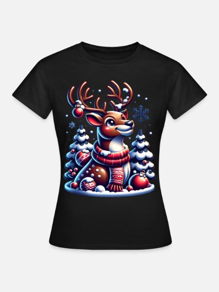 Renne Noël Père Noël Noël - T-shirt Femme - noir