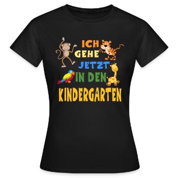 Jardin d'enfants zoo kita perroquet girafe singe - T-shirt Femme - noir - Devant - AI Model Female 172 dark (172cm)