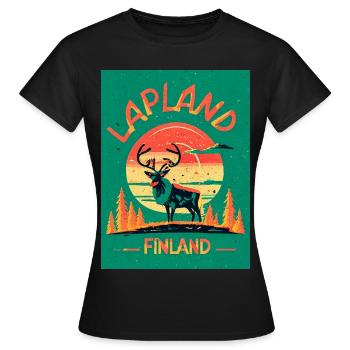 Rentiere im Mondschein, Lappland, Finnland - Frauen T-Shirt - Schwarz - Vorne - AI Model Female 172 dark (172cm)