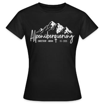 Oberstdorf - Meran / Alpenüberquerung 2025 E5 - Frauen T-Shirt - Schwarz - Vorne - AI Model Female 172 dark (172cm)