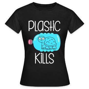 Le plastique tue - T-shirt Femme - noir - Devant - AI Model Female 172 dark (172cm)