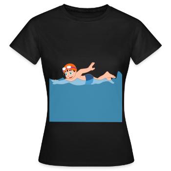 Dessin animé nageur vagues mer crawl cadeau - T-shirt Femme - noir - Devant - AI Model Female 172 dark (172cm)