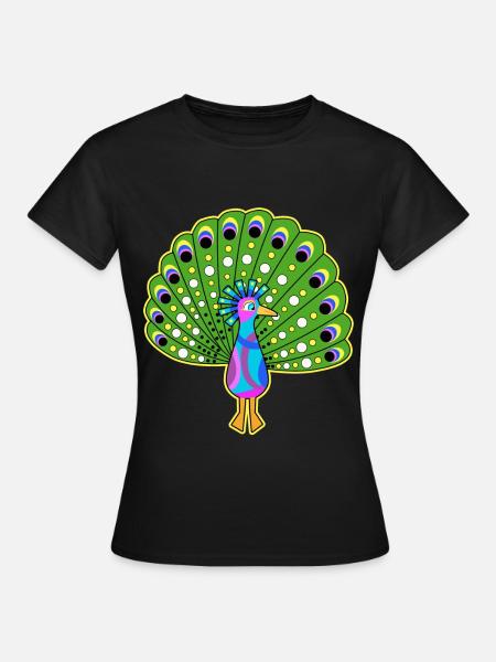 Pfau Comic Rad bunt Fun Shirt Kinder Geschenk Idee - Frauen T-Shirt - Schwarz