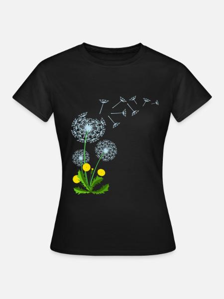 Pusteblume Löwenzahn Dandelion Geschenkidee - Frauen T-Shirt - Schwarz