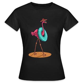 Flamingo Natation De bain de soleil nageur cadeau - T-shirt Femme - noir - Devant - AI Model Female 172 dark (172cm)