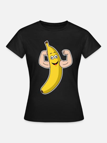 Banane Kraft Muskel Bodybuilding Bizeps Geschenk - Frauen T-Shirt - Schwarz