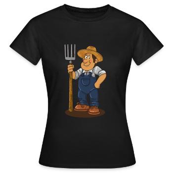 Cadeau de dessin animé de fourche de fermier - T-shirt Femme - noir - Devant - AI Model Female 172 dark (172cm)