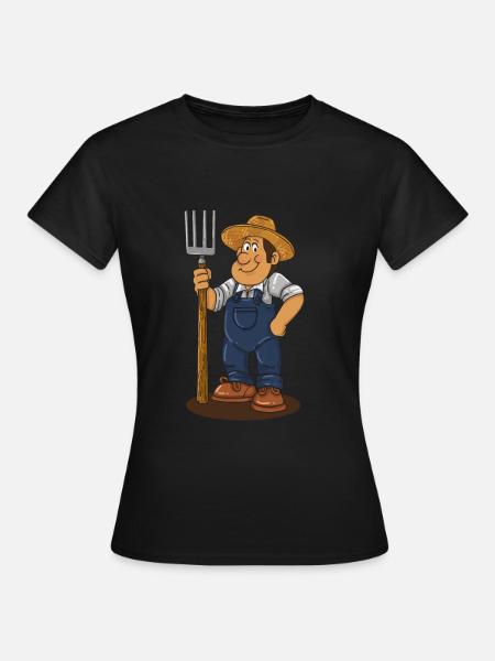Cadeau de dessin animé de fourche de fermier - T-shirt Femme - noir