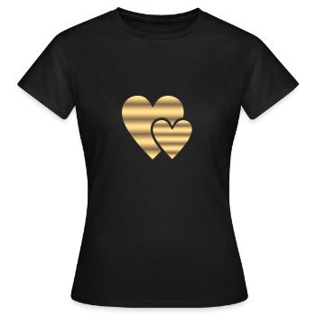 cadeau d'or double coeur - T-shirt Femme - noir - Devant - AI Model Female 172 dark (172cm)