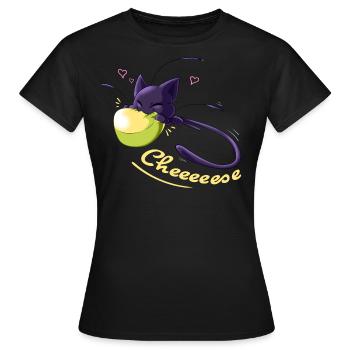 Miraculous Plagg Adore Le Fromage Camembert - T-shirt Femme - noir - Devant - AI Model Female 172 dark (172cm)
