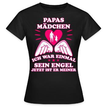 Papa Spruch Mädchen Engel Vater Männer Geschenk - Frauen T-Shirt - Schwarz - Vorne - AI Model Female 172 dark (172cm)