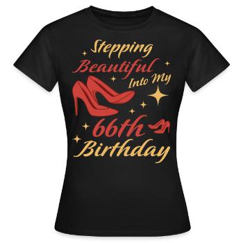 66e anniversaire Cadeau 66 ans Idée cadeau amusante - T-shirt Femme - noir - Devant - AI Model Female 172 dark (172cm)