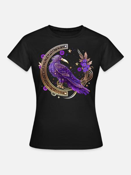 Mystische Krähe, Wicca, Morrigan, Keltisch, Rabe - Frauen T-Shirt - Schwarz
