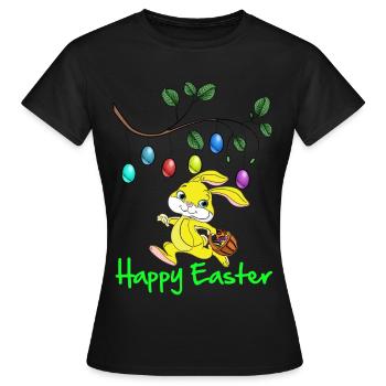 Pâques, Joyeuses Pâques, Lapin de Pâques, joyeuses Pâques - T-shirt Femme - noir - Devant - AI Model Female 172 dark (172cm)