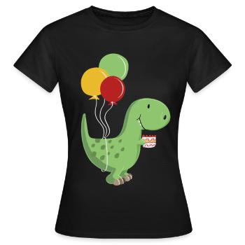 Joyeux anniversaire garçon d'anniversaire T Rex Dinosaur - T-shirt Femme - noir - Devant - AI Model Female 172 dark (172cm)