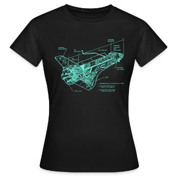 Retro Old School Space Shuttle Illustration - Women's T-Shirt - black - Front - AI Model Female 172 dark (172cm)