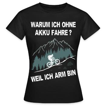 E-Bike, Mountainbike, bergauf, radfahren, Berge - Frauen T-Shirt - Schwarz - Vorne - AI Model Female 172 dark (172cm)