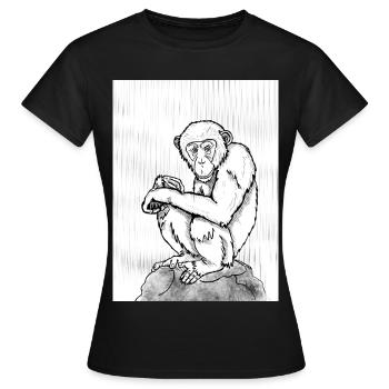 Nachdenklicher Schimpanse - Frauen T-Shirt - Schwarz - Vorne - AI Model Female 172 dark (172cm)