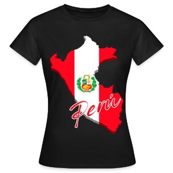 Drapeau du Pérou, carte drapeau du Pérou - T-shirt Femme - noir - Devant - AI Model Female 172 dark (172cm)