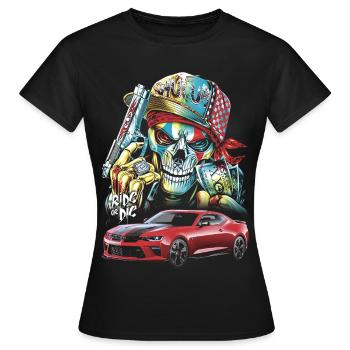 Tête de Mort, Bolide, Voiture Rouge - T-shirt Femme - noir - Devant - AI Model Female 172 dark (172cm)