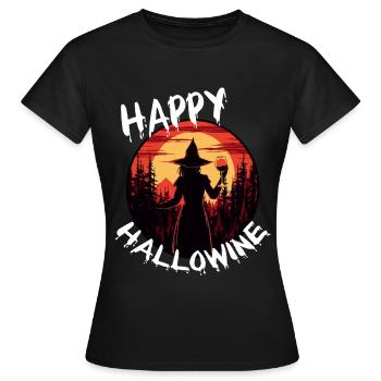 Tenue de fête vintage de vin d’Halloween - T-shirt Femme - noir - Devant - AI Model Female 172 dark (172cm)