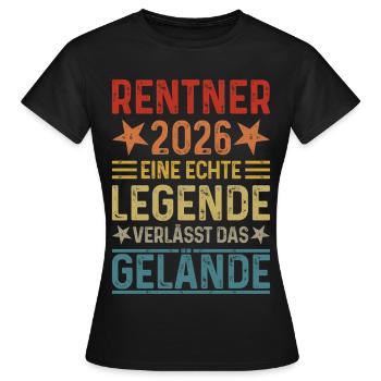 Rentner 2026 - Eine Legende verlässt das Gelände - Frauen T-Shirt - Schwarz - Vorne - AI Model Female 172 dark (172cm)