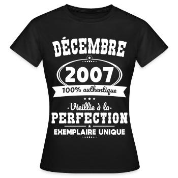 18th Birthday - December 2007 Perfection - Women's T-Shirt - black - Front - AI Model Female 172 dark (172cm)