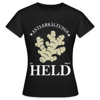 Ingwer – Anti Erkältungs Held Design - Frauen T-Shirt - Schwarz - Vorne - AI Model Female 172 dark (172cm)