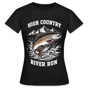 Angeln auf High Mountain River Forellen - Frauen T-Shirt - Schwarz - Vorne - AI Model Female 172 dark (172cm)