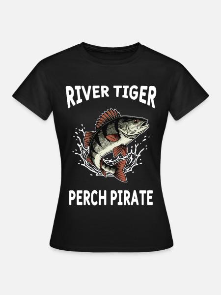 Angeln auf Barch River Tiger - Frauen T-Shirt - Schwarz