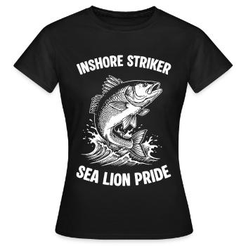 Sea Fishing Sea Bass Striker - Women's T-Shirt - black - Front - AI Model Female 172 dark (172cm)