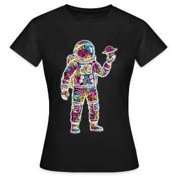 Space Astronaut Scribble Planet Scribbles - Women's T-Shirt - black - Front - AI Model Female 172 dark (172cm)
