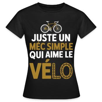 mec simple aime le vélo et apéro humour homme velo - T-shirt Femme - noir - Devant - AI Model Female 172 dark (172cm)