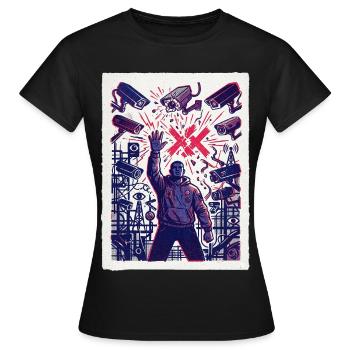 Überwachung Freiheit Freidenker Freigeist - Frauen T-Shirt - Schwarz - Vorne - AI Model Female 172 dark (172cm)