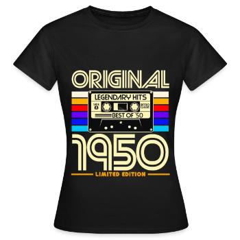 Original 1950's Retro Cassette Tee - Women's T-Shirt - black - Front - AI Model Female 172 dark (172cm)