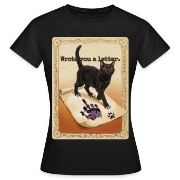 Ich habe dir einen Brief geschrieben, Katze - Frauen T-Shirt - Schwarz - Vorne - AI Model Female 172 dark (172cm)