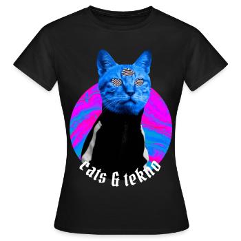 Cats and Tekno – Tekno Rave Party Humor Party - Frauen T-Shirt - Schwarz - Vorne - AI Model Female 172 dark (172cm)
