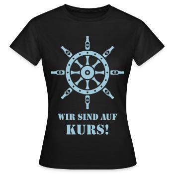 Wir Sind Auf Kurs! (Bier / Steuerrad / Sky Blue) - Frauen T-Shirt - Schwarz - Vorne - AI Model Female 172 dark (172cm)