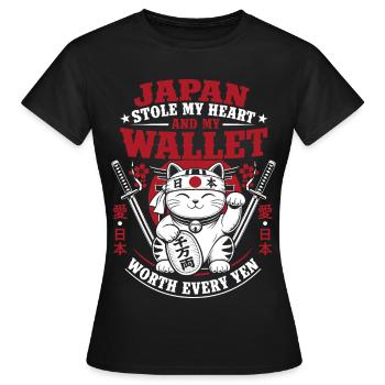 Japan Stole My Heart And My Wallet - Frauen T-Shirt - Schwarz - Vorne - AI Model Female 172 dark (172cm)