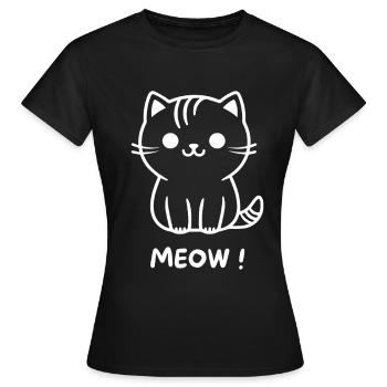 Cute Black Cat Meow Cartoon - Women's T-Shirt - black - Front - AI Model Female 172 dark (172cm)