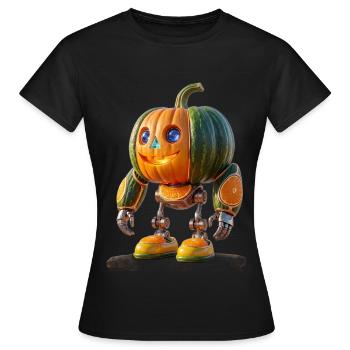Pumpkin Robot Halloween Play Robot - Women's T-Shirt - black - Front - AI Model Female 172 dark (172cm)