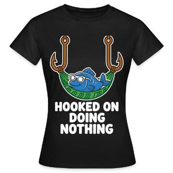 Accroché à ne rien faire Anglerhumor - T-shirt Femme - noir - Devant - AI Model Female 172 dark (172cm)